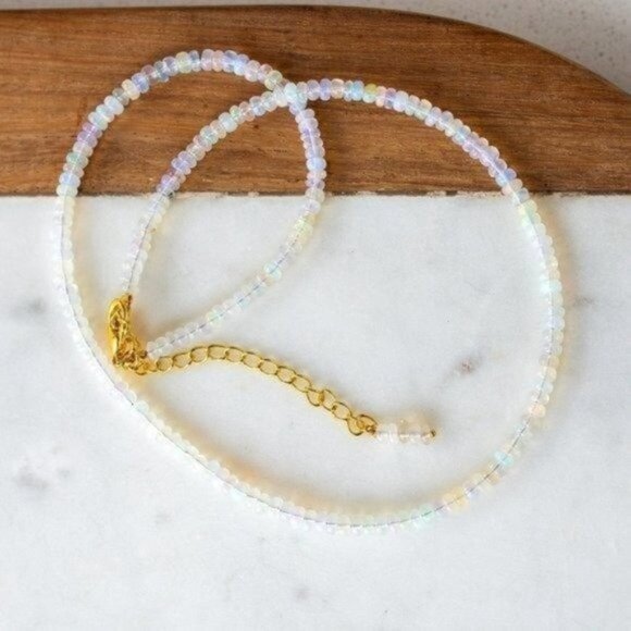 STUNNING AAA FIRE OPAL Beaded Necklace GORGEOUS Ethiopian FIRE Opals 3-4mm - Picture 11 of 13